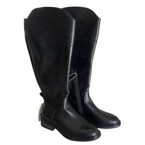 A New Day 6WC Black Faux Leather Tall Boots Riding Low Heel